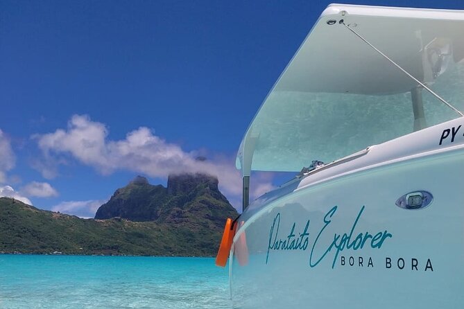 Bora Bora Private Solar Boat Experience - Manta rays in the morning water