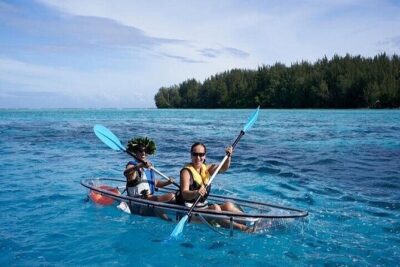 Eco guided excursion to the lagoon of Moorea in transparent kayak 1/2 day morning