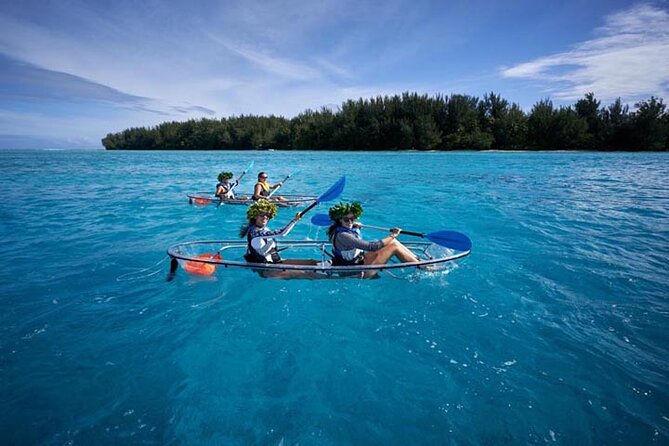 Eco guided excursion to the lagoon of Moorea in transparent kayak 1/2 day morning - The aquatic walk and the sandbank break