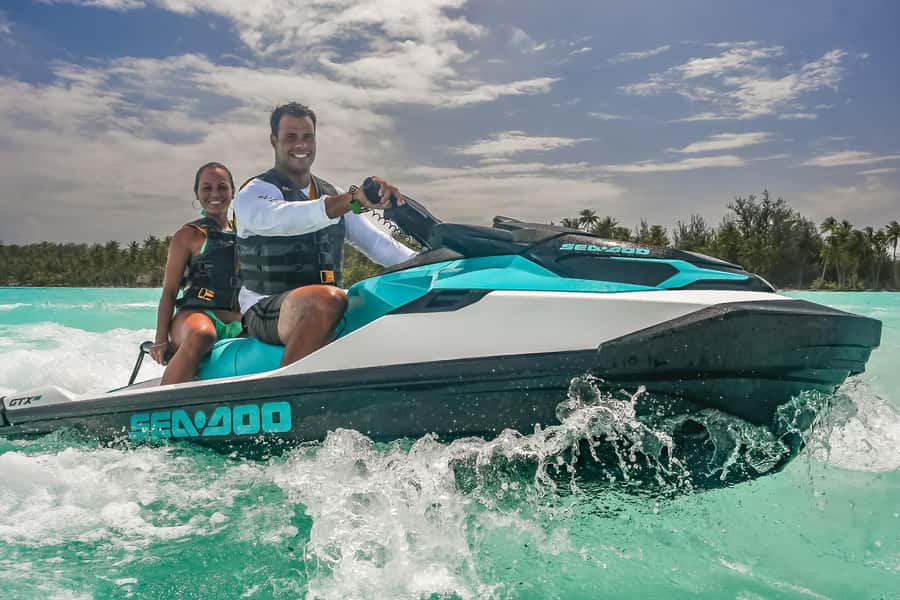 Jet Ski Around Bora Bora - Speed Through Paradise - Mount Otemanu from the water