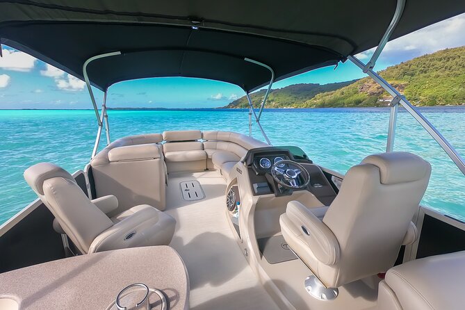 Toa Boat Bora Bora Private Lagoon tour On Majestic Pontoon Boat - The towable buoy and other ways to stay active